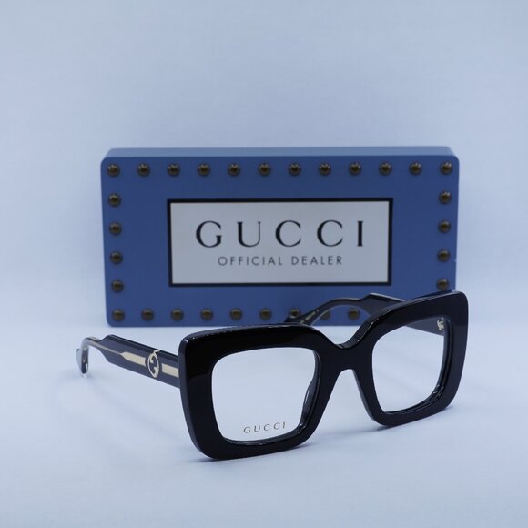 Final Price! Gucci GG1554O 001 Shiny Black Eyeglasses 49mm - Picture 1 of 11
